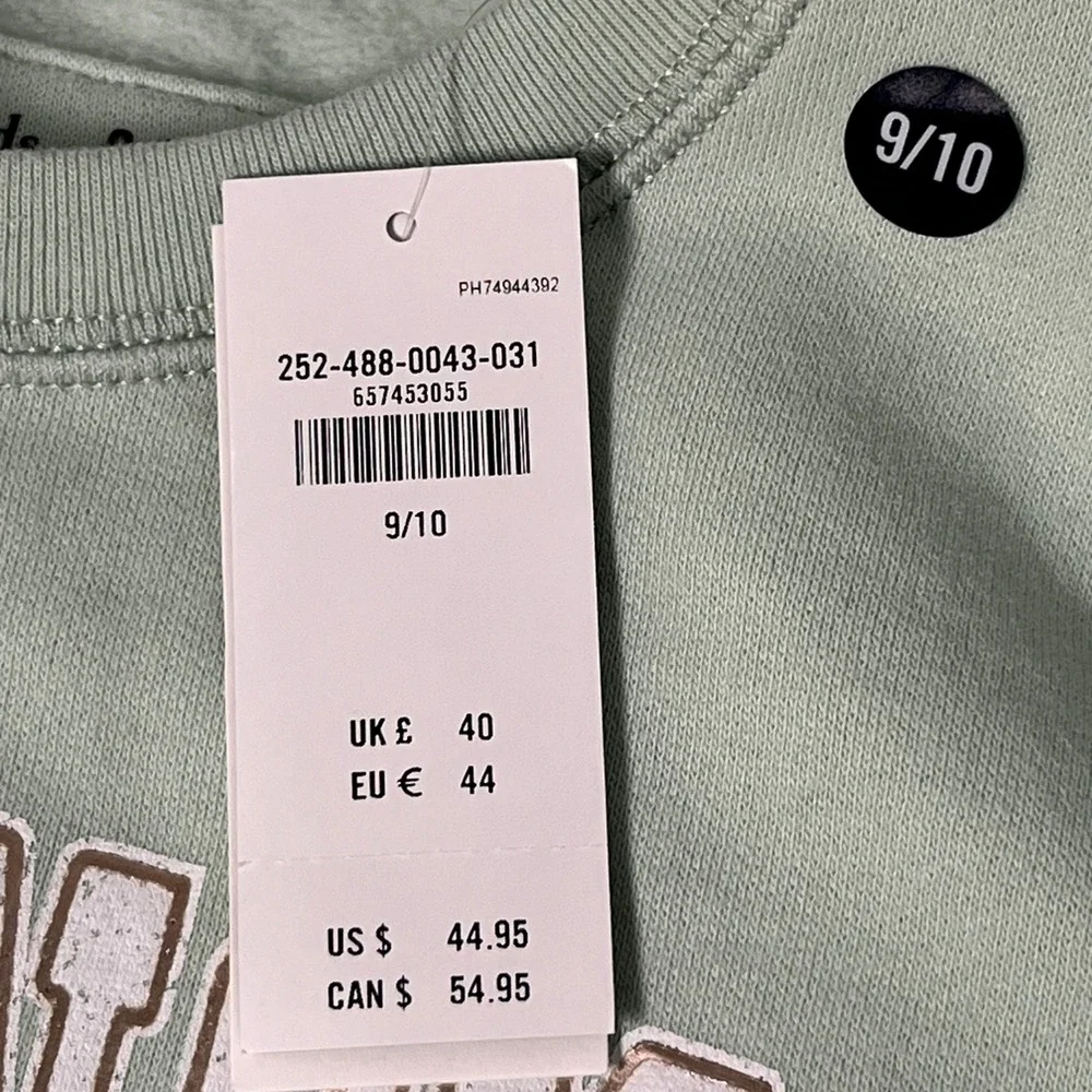 Abercrombie Kids Girls Sweatshirt 9 10 San Francisco Crewneck Mint Green NWT